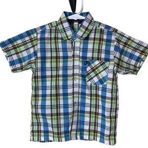 Polo Sport by Ralph Plaid Short Sleeve Button Up Collared Top Size 4 Boys